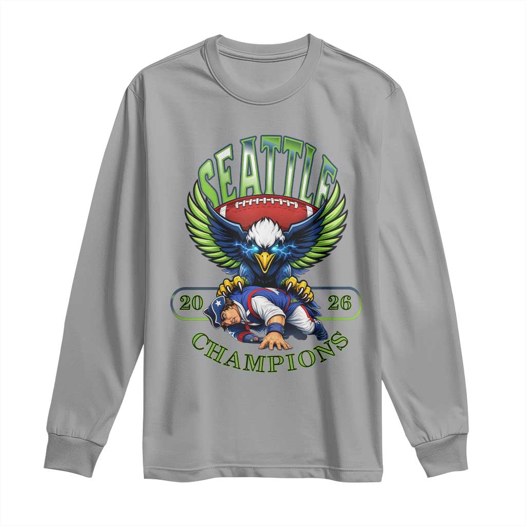 Funny Champion Seattle Dominates New England Long Sleeve Shirt 12s Fan Pride TS12 Sport Gray Print Your Wear