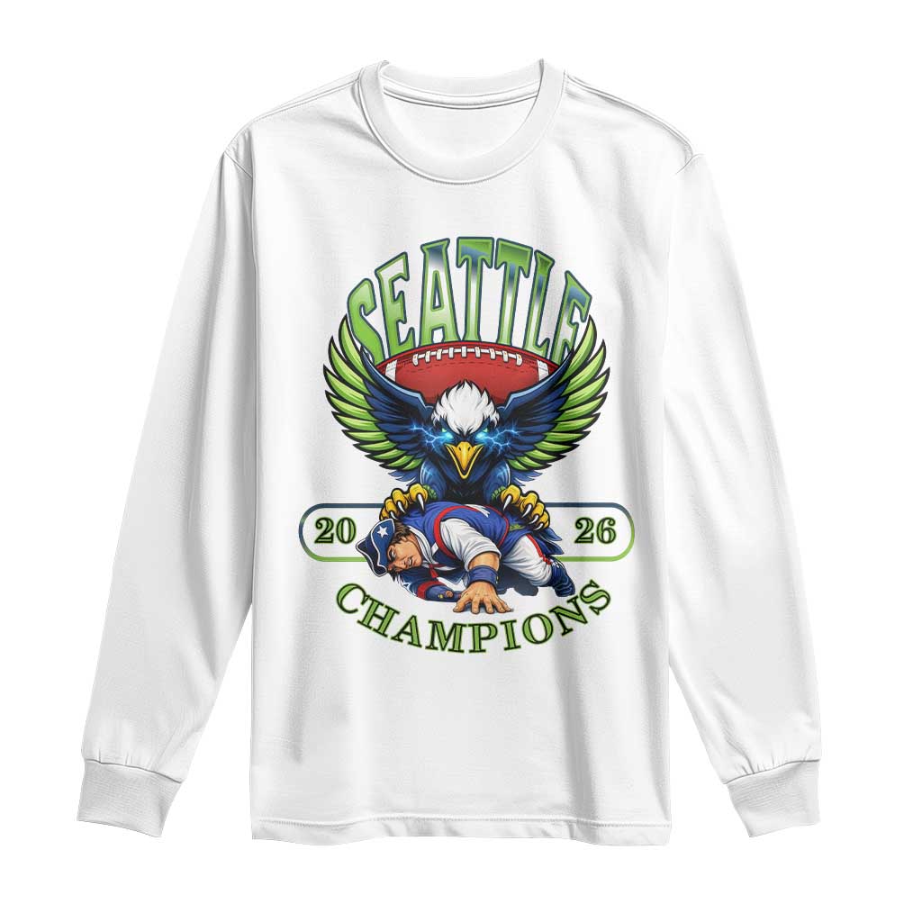 Funny Champion Seattle Dominates New England Long Sleeve Shirt 12s Fan Pride TS12 White Print Your Wear