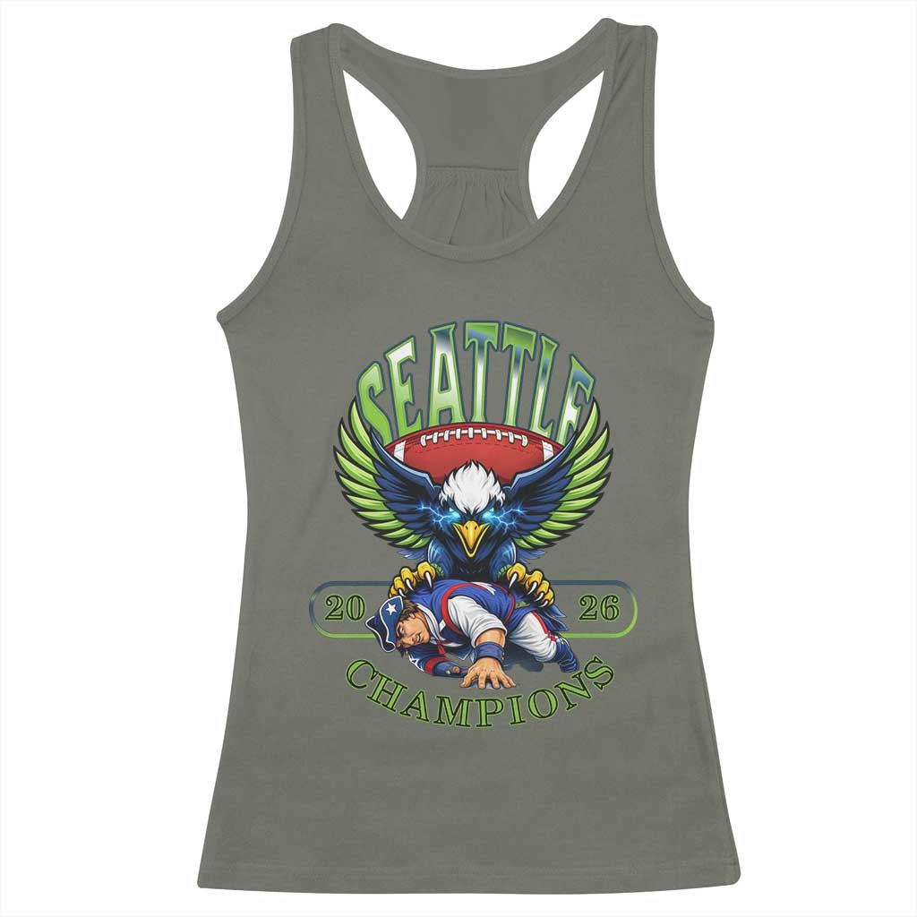 Funny Champion Seattle Dominates New England Racerback Tank Top 12s Fan Pride TS12 Military Green Print Your Wear
