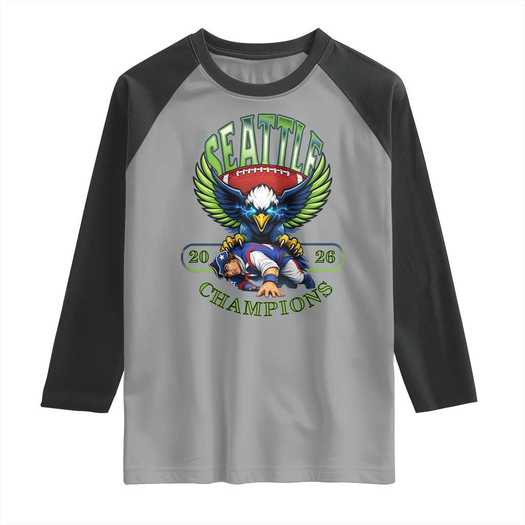 Funny Champion Seattle Dominates New England Raglan Shirt 12s Fan Pride TS12 Sport Gray Black Print Your Wear