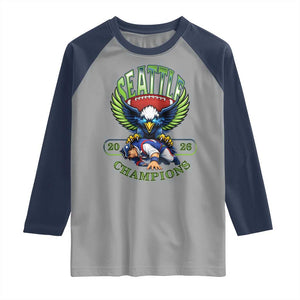 Funny Champion Seattle Dominates New England Raglan Shirt 12s Fan Pride TS12 Sport Gray Navy Print Your Wear
