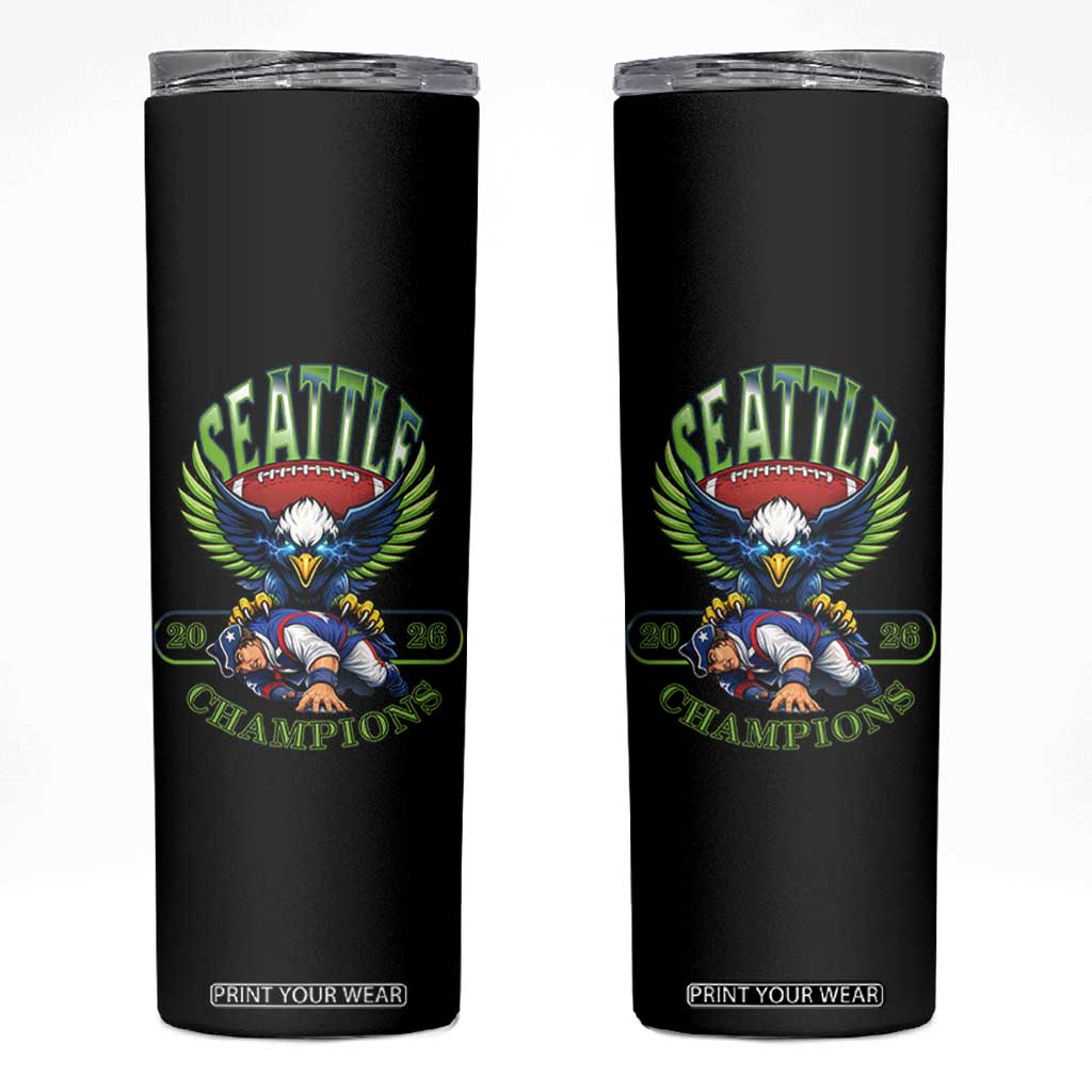 Funny Champion Seattle Dominates New England Skinny Tumbler 12s Fan Pride TS12 Black Print Your Wear