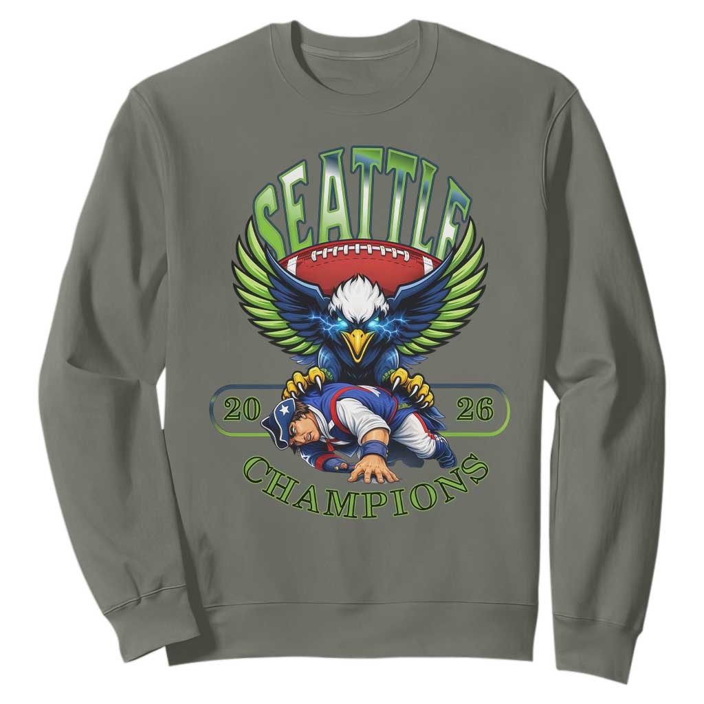 Funny Champion Seattle Dominates New England Sweatshirt 12s Fan Pride TS12 Military Green Print Your Wear