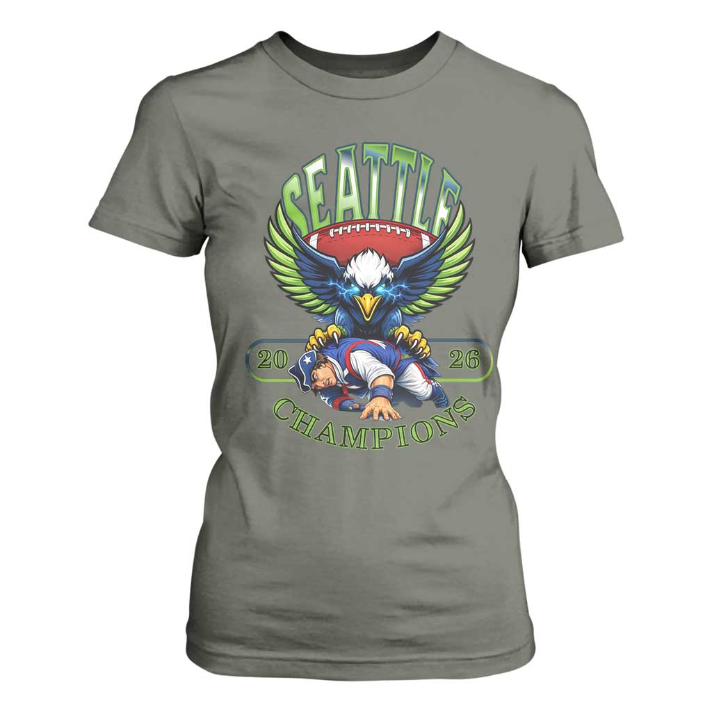 Funny Champion Seattle Dominates New England T Shirt For Women 12s Fan Pride TS12 Military Green Print Your Wear