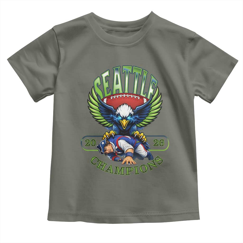 Funny Champion Seattle Dominates New England Toddler T Shirt 12s Fan Pride TS12 Military Green Print Your Wear