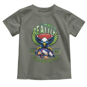 Funny Champion Seattle Dominates New England Toddler T Shirt 12s Fan Pride TS12 Military Green Print Your Wear