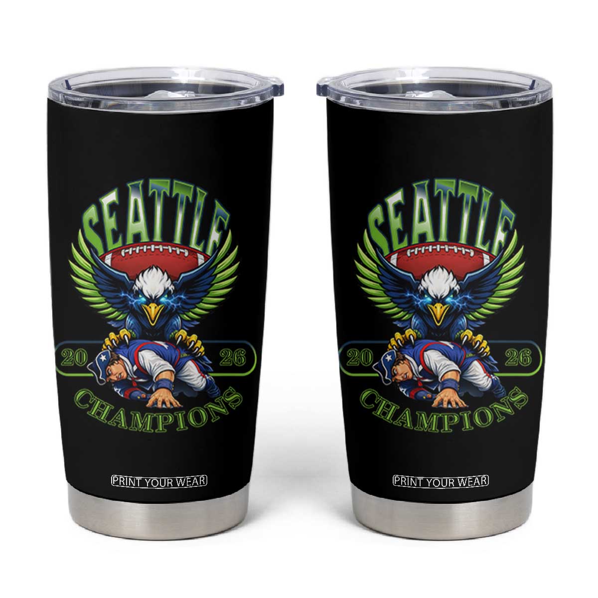 Funny Champion Seattle Dominates New England Tumbler Cup 12s Fan Pride TS12 Black Print Your Wear