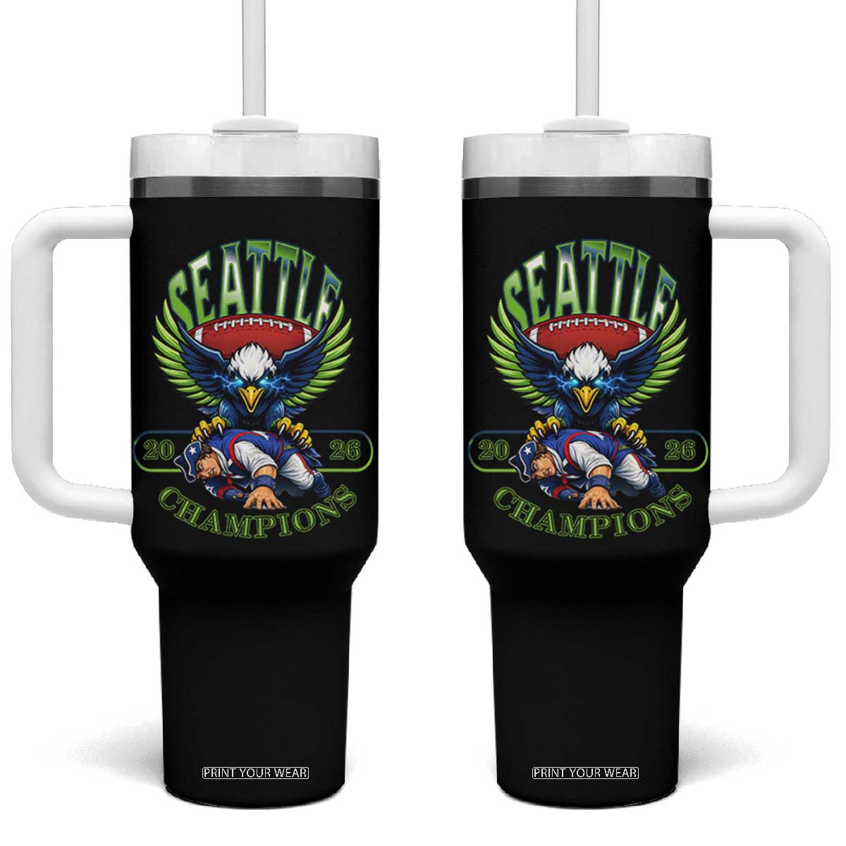 Funny Champion Seattle Dominates New England Tumbler With Handle 12s Fan Pride TS12 One Size: 40 oz Black Print Your Wear