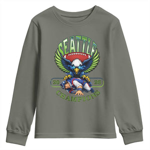 Funny Champion Seattle Dominates New England Youth Sweatshirt 12s Fan Pride TS12 Military Green Print Your Wear