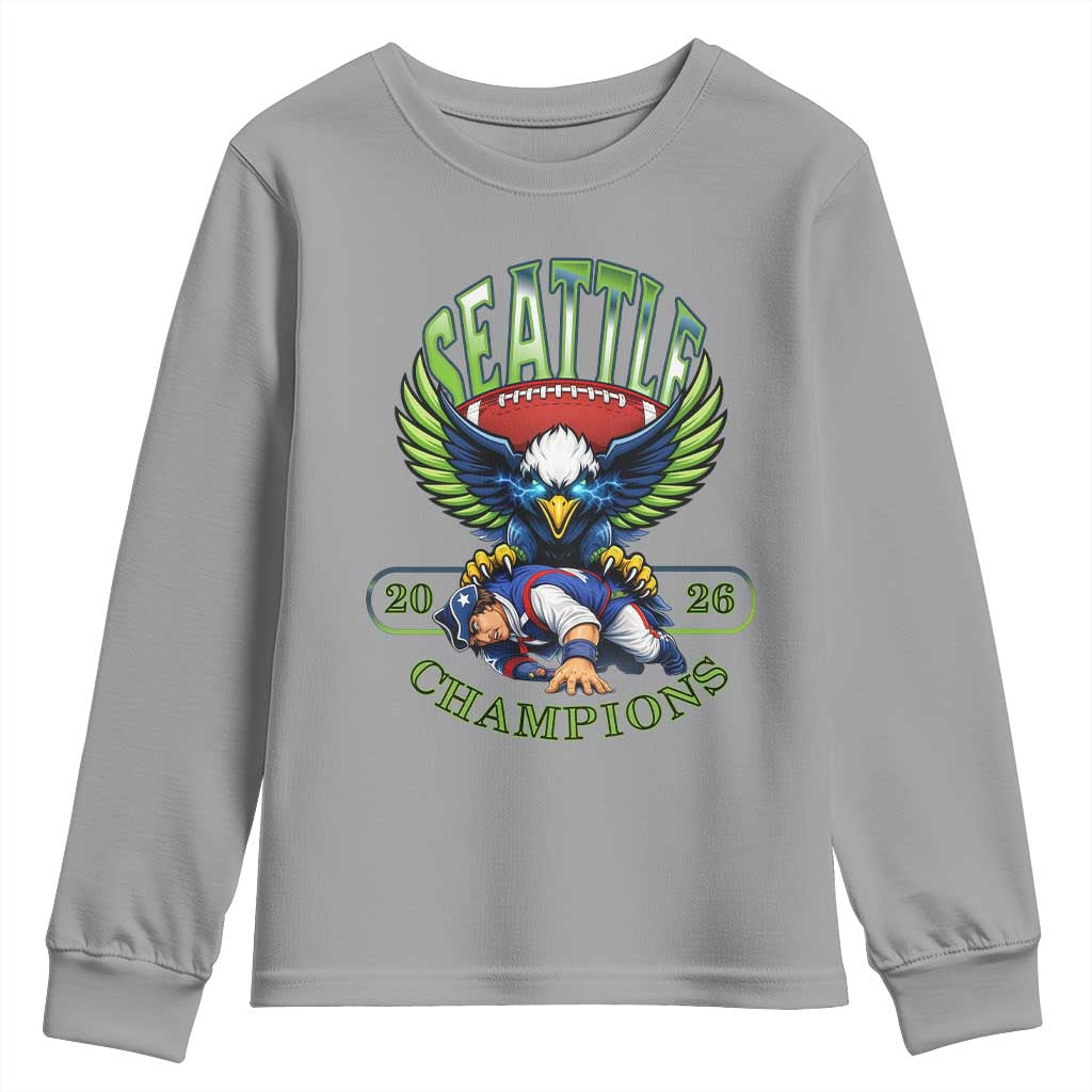 Funny Champion Seattle Dominates New England Youth Sweatshirt 12s Fan Pride TS12 Sport Gray Print Your Wear