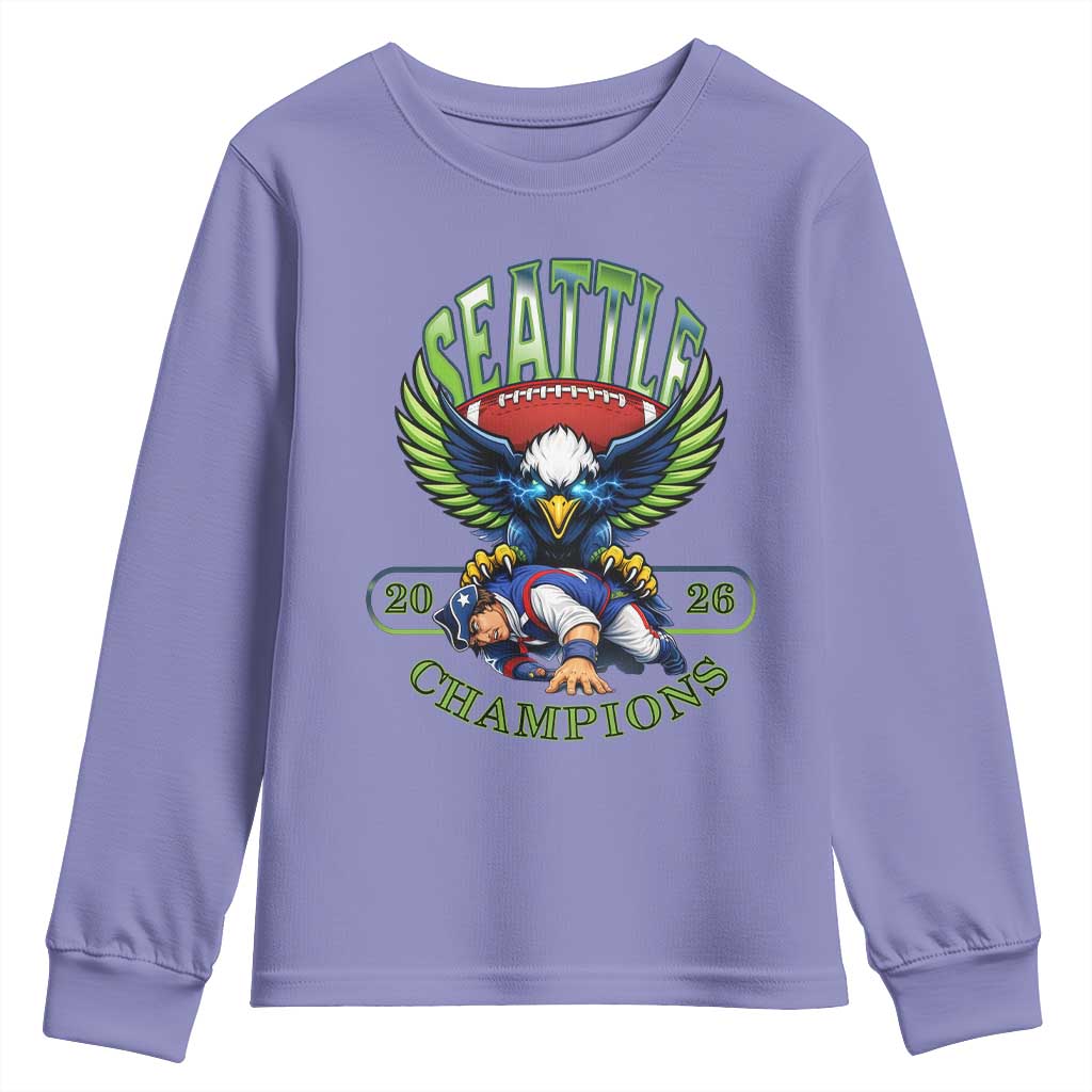 Funny Champion Seattle Dominates New England Youth Sweatshirt 12s Fan Pride TS12 Violet Print Your Wear
