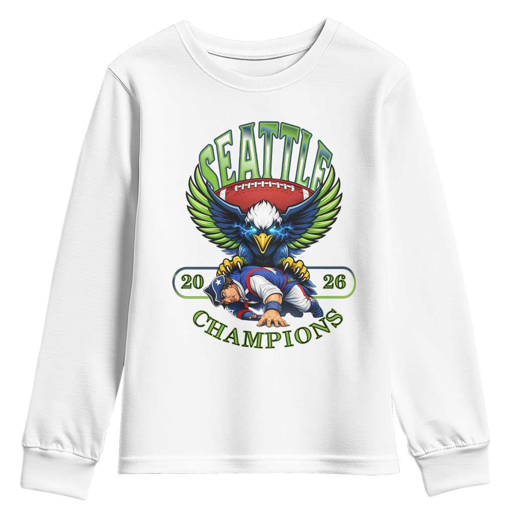 Funny Champion Seattle Dominates New England Youth Sweatshirt 12s Fan Pride TS12 White Print Your Wear