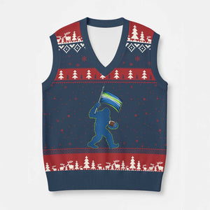 Bigfoot Seattle Sports Fan V-Neck Knit Sweater Vest Sasquatch 12s Pride Gift TS12 Navy Red Print Your Wear