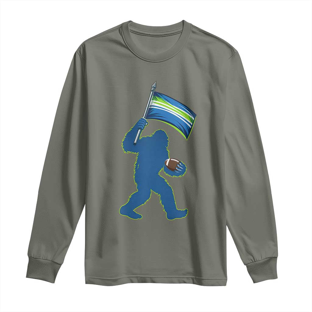 Bigfoot Seattle Sports Fan Long Sleeve Shirt Sasquatch 12s Pride Gift TS12 Military Green Print Your Wear