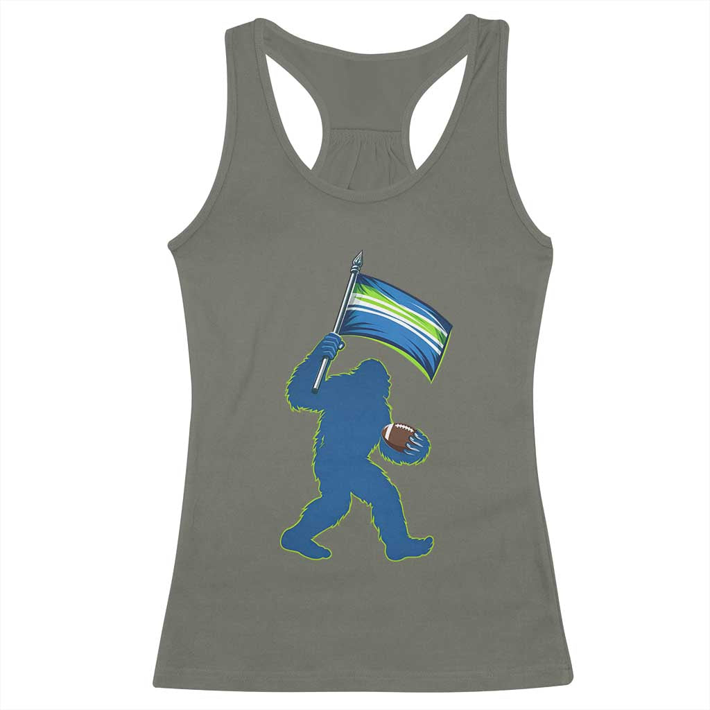 Bigfoot Seattle Sports Fan Racerback Tank Top Sasquatch 12s Pride Gift TS12 Military Green Print Your Wear
