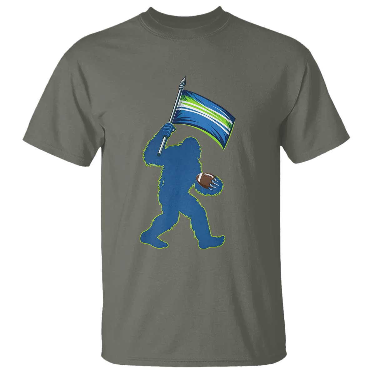 Bigfoot Seattle Sports Fan T Shirt Sasquatch 12s Pride Gift TS12 Military Green Print Your Wear
