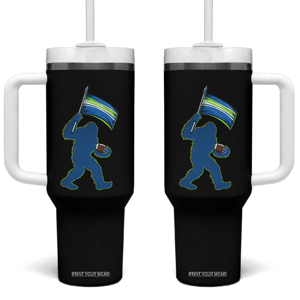 Bigfoot Seattle Sports Fan Tumbler With Handle Sasquatch 12s Pride Gift TS12 One Size: 40 oz Black Print Your Wear