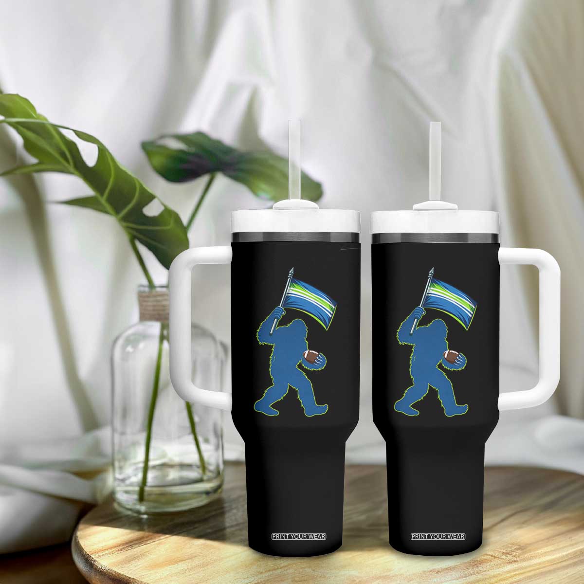 Bigfoot Seattle Sports Fan Tumbler With Handle Sasquatch 12s Pride Gift TS12 Print Your Wear