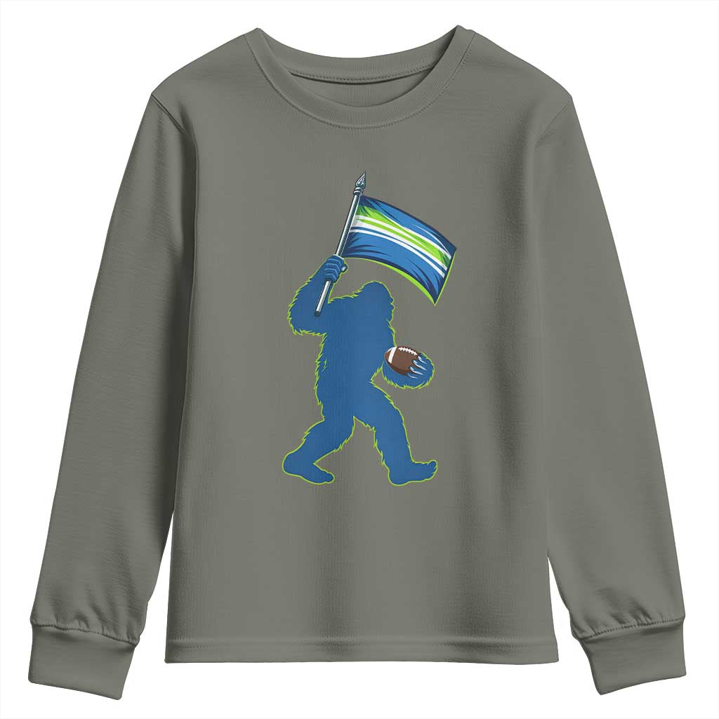 Bigfoot Seattle Sports Fan Youth Sweatshirt Sasquatch 12s Pride Gift TS12 Military Green Print Your Wear