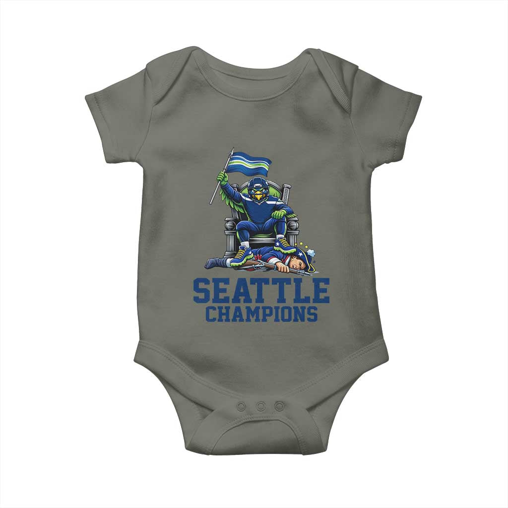 Funny Seattle Clobbers New England Baby Onesie Football Game Day TS12 Military Green Print Your Wear