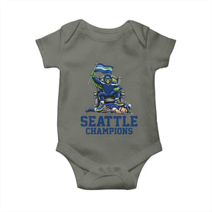 Funny Seattle Clobbers New England Baby Onesie Football Game Day TS12 Military Green Print Your Wear