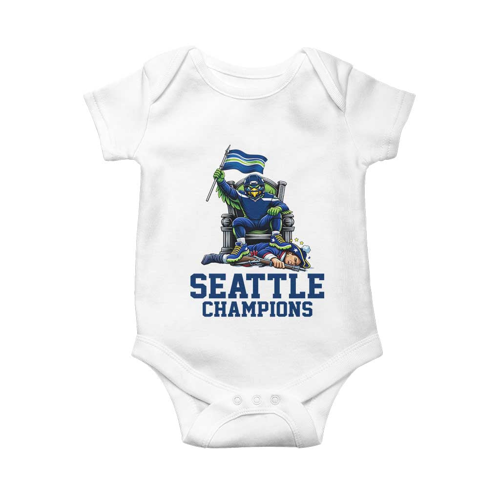 Funny Seattle Clobbers New England Baby Onesie Football Game Day TS12 White Print Your Wear