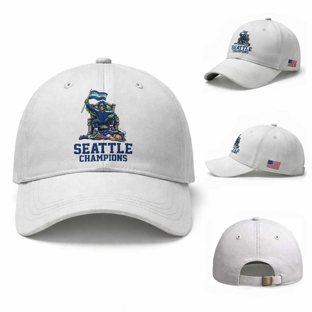 Funny Seattle Clobbers New England Baseball Cap Football Game Day TS12 Baseball Cap Universal Fit White Print Your Wear