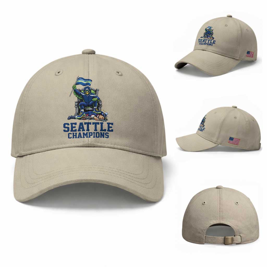 Funny Seattle Clobbers New England Baseball Cap Football Game Day TS12 Baseball Cap Universal Fit Beige Print Your Wear