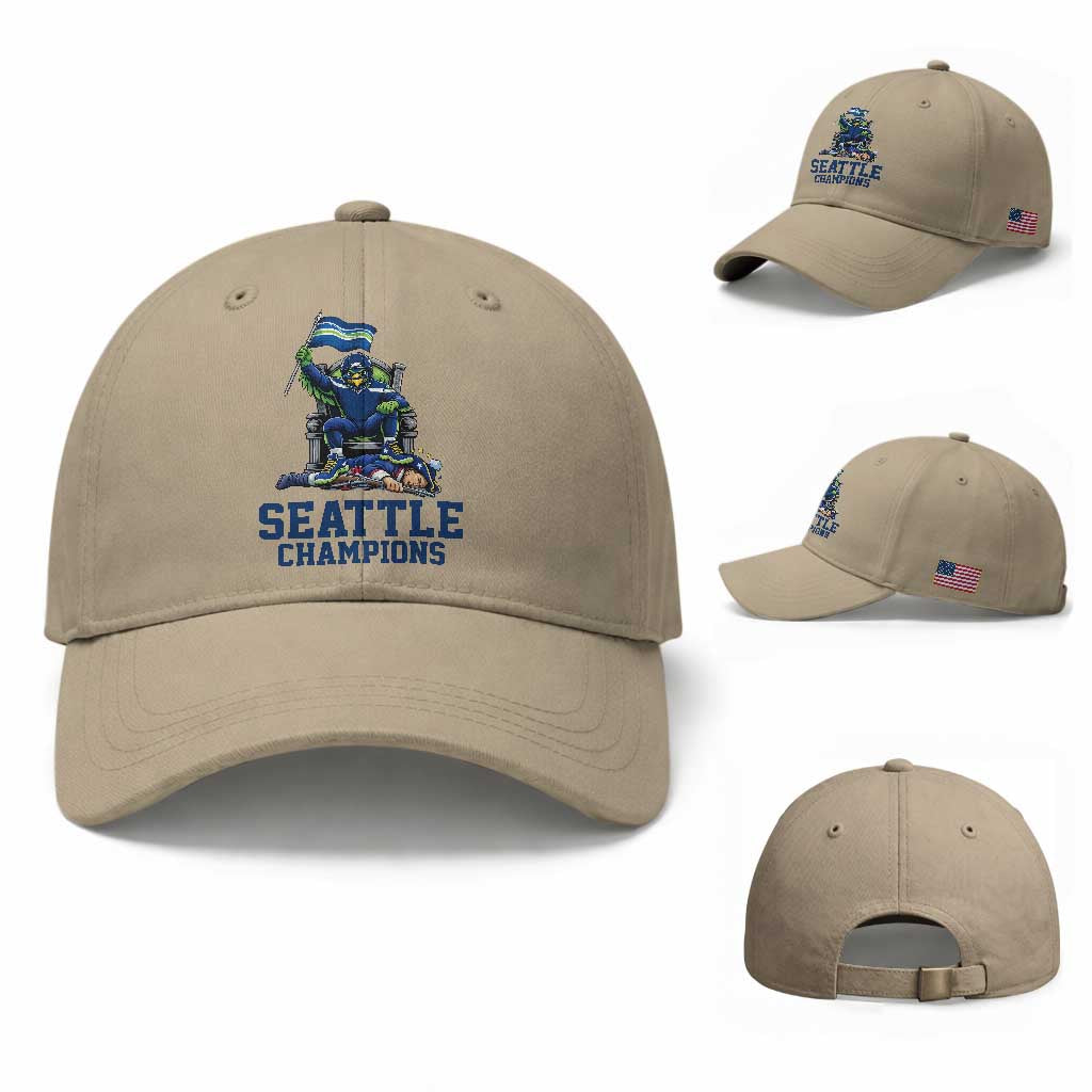 Funny Seattle Clobbers New England Baseball Cap Football Game Day TS12 Baseball Cap Universal Fit Khaki Print Your Wear