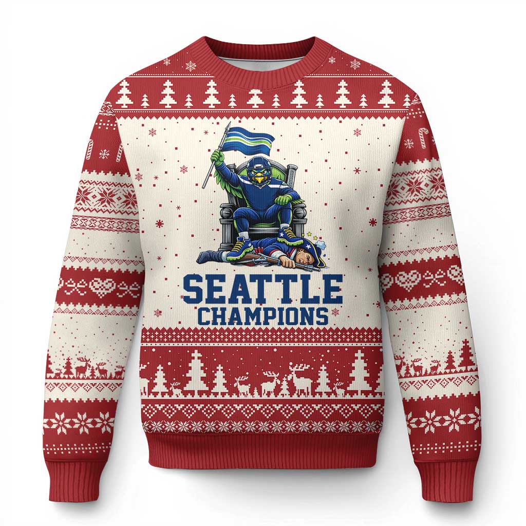 Funny Seattle Clobbers New England Ugly Christmas Sweater Football Game Day TS12 Beige Red Print Your Wear