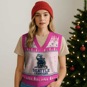 Funny Seattle Clobbers New England V-Neck Knit Sweater Vest Football Game Day TS12 Hot Pink Print Your Wear