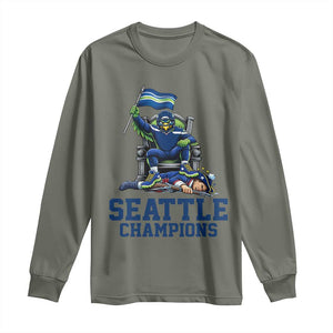 Funny Seattle Clobbers New England Long Sleeve Shirt Football Game Day TS12 Military Green Print Your Wear