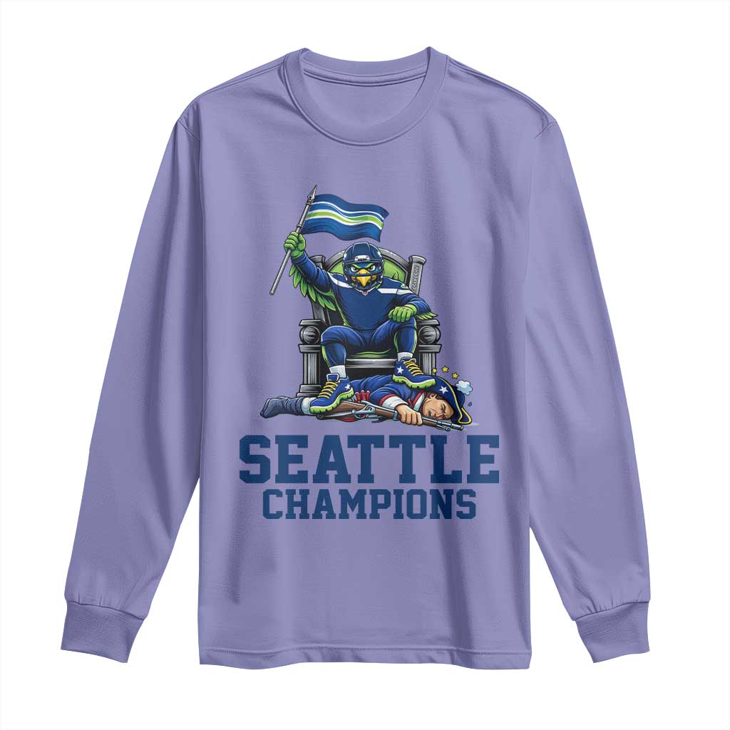 Funny Seattle Clobbers New England Long Sleeve Shirt Football Game Day TS12 Violet Print Your Wear
