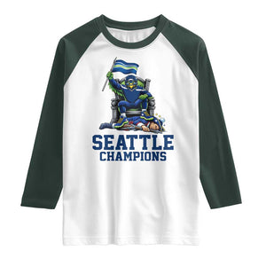 Funny Seattle Clobbers New England Raglan Shirt Football Game Day TS12 White Dark Forest Green Print Your Wear