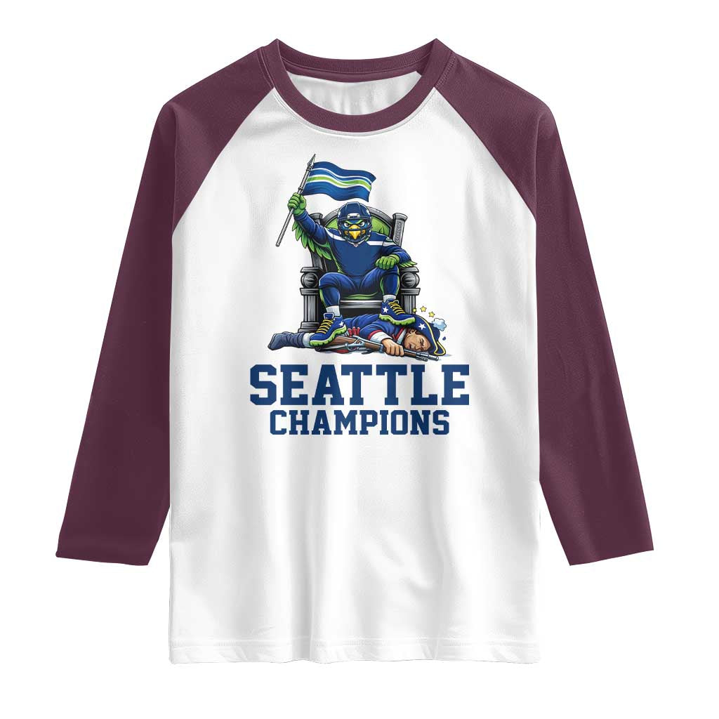 Funny Seattle Clobbers New England Raglan Shirt Football Game Day TS12 White Maroon Print Your Wear