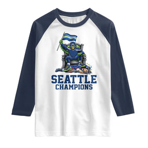 Funny Seattle Clobbers New England Raglan Shirt Football Game Day TS12 White Navy Print Your Wear