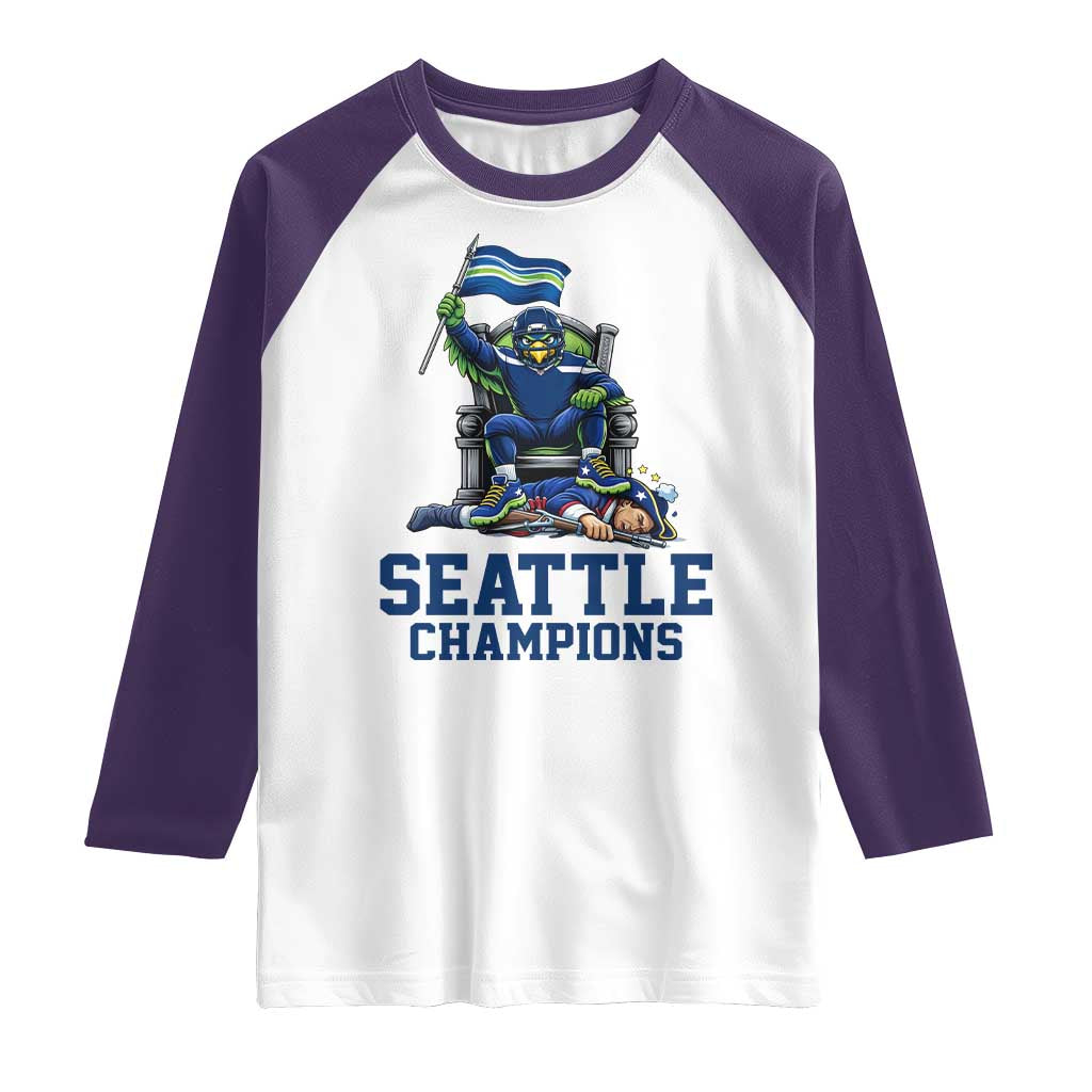 Funny Seattle Clobbers New England Raglan Shirt Football Game Day TS12 White Purple Print Your Wear