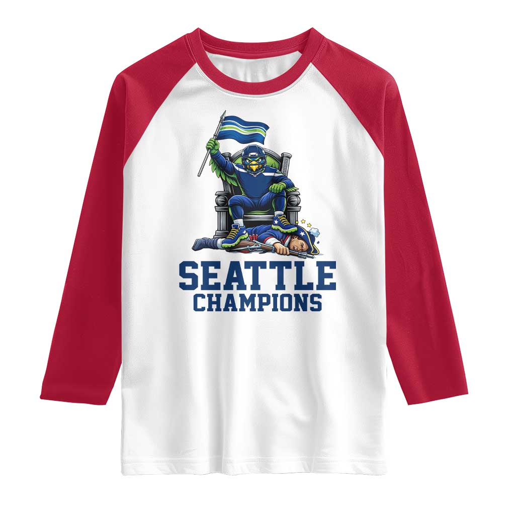 Funny Seattle Clobbers New England Raglan Shirt Football Game Day TS12 White Red Print Your Wear