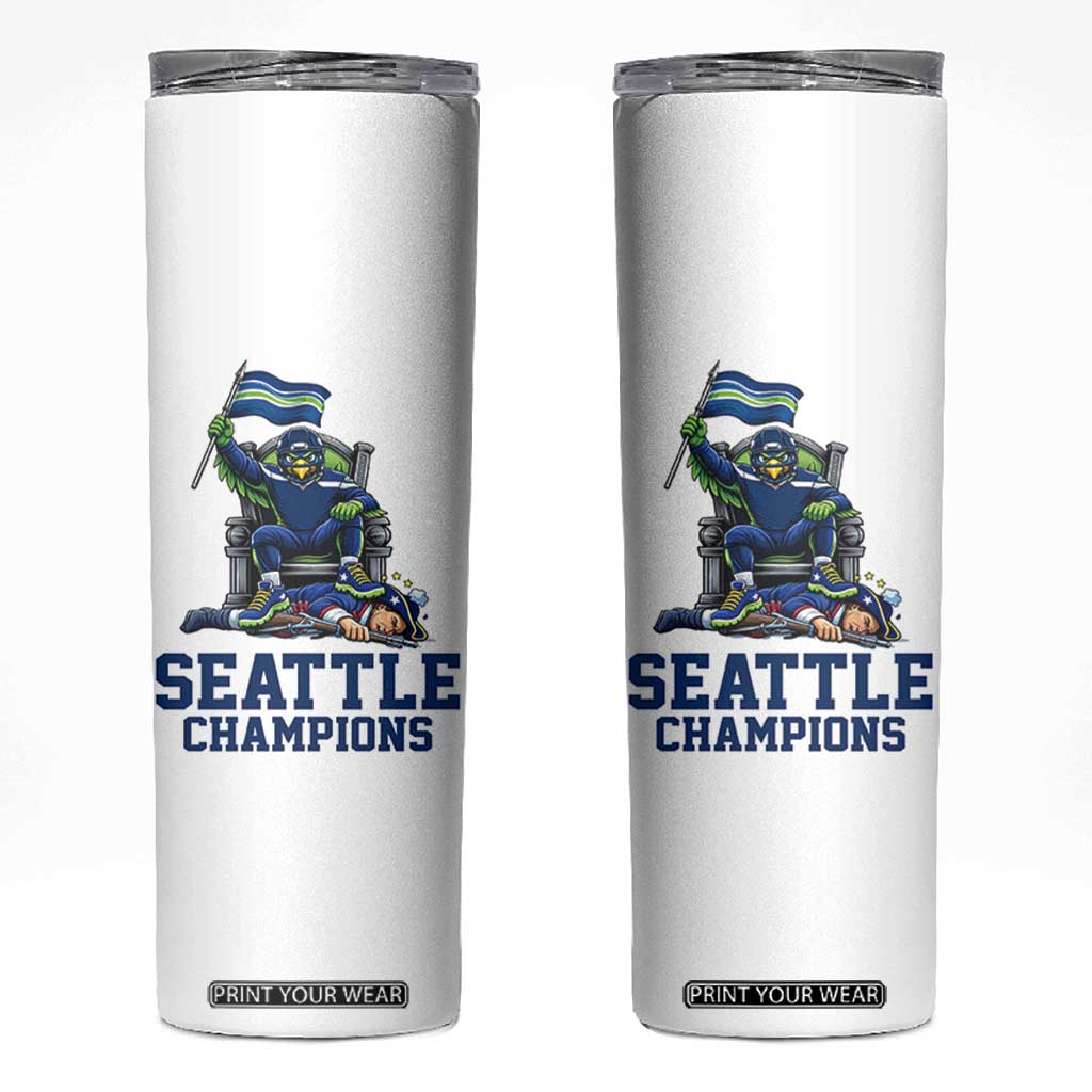 Funny Seattle Clobbers New England Skinny Tumbler Football Game Day TS12 White Print Your Wear