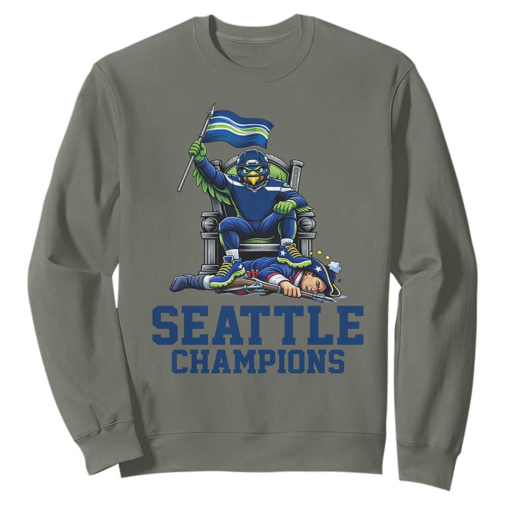 Funny Seattle Clobbers New England Sweatshirt Football Game Day TS12 Military Green Print Your Wear
