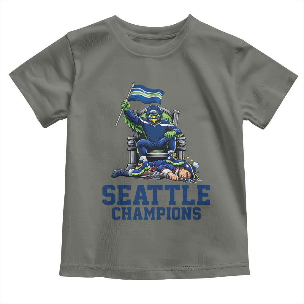 Funny Seattle Clobbers New England Toddler T Shirt Football Game Day TS12 Military Green Print Your Wear