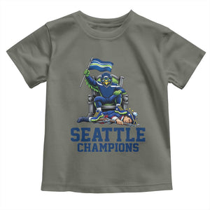 Funny Seattle Clobbers New England Toddler T Shirt Football Game Day TS12 Military Green Print Your Wear