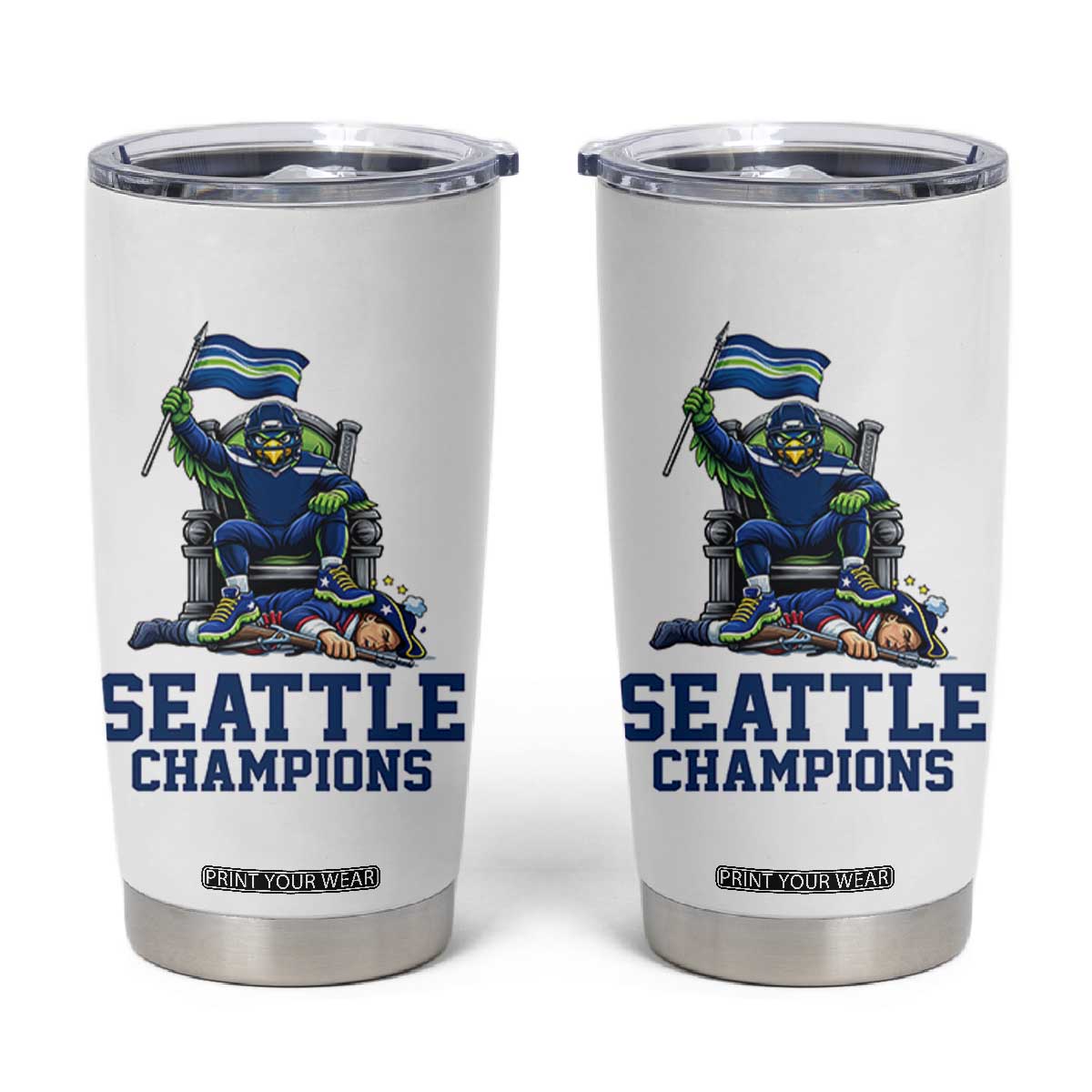 Funny Seattle Clobbers New England Tumbler Cup Football Game Day TS12 White Print Your Wear