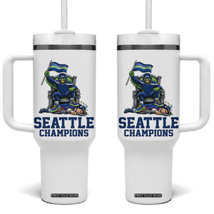 Funny Seattle Clobbers New England Tumbler With Handle Football Game Day TS12 One Size: 40 oz White Print Your Wear