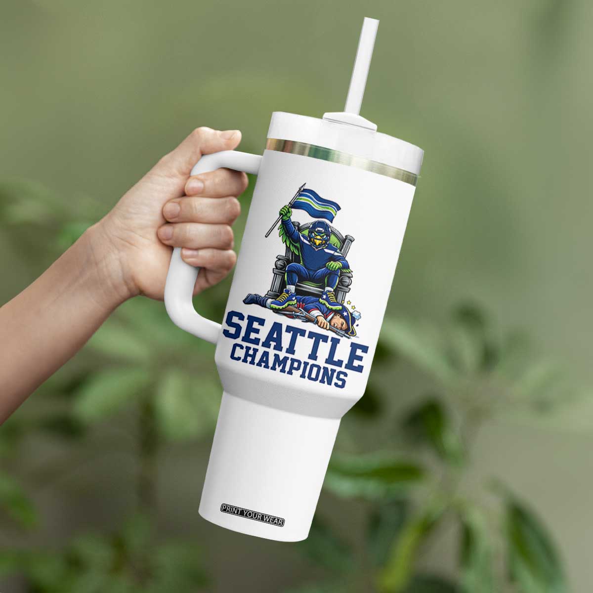 Funny Seattle Clobbers New England Tumbler With Handle Football Game Day TS12 Print Your Wear