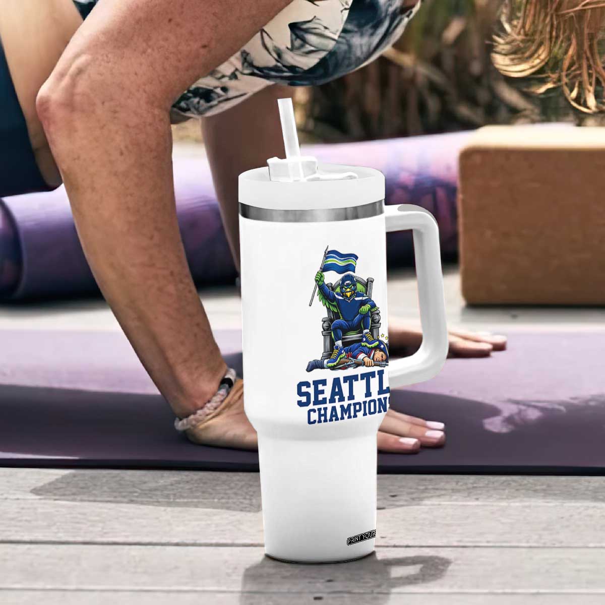 Funny Seattle Clobbers New England Tumbler With Handle Football Game Day TS12 Print Your Wear