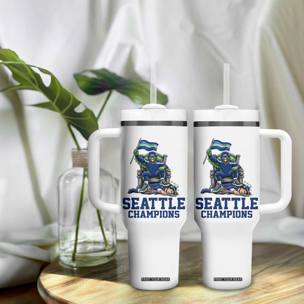 Funny Seattle Clobbers New England Tumbler With Handle Football Game Day TS12 Print Your Wear
