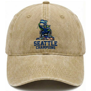 Funny Seattle Clobbers New England Washed Cotton Baseball Cap Football Game Day TS12 Print Your Wear