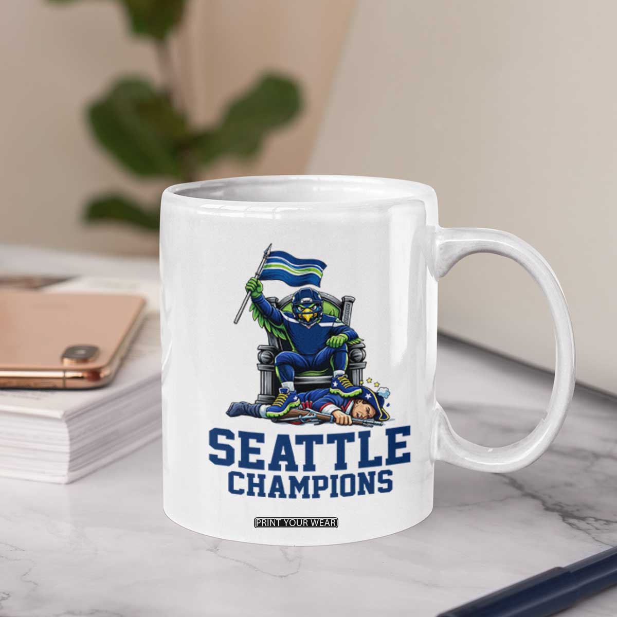 Funny Seattle Clobbers New England Coffee Mug Football Game Day TS12 Print Your Wear