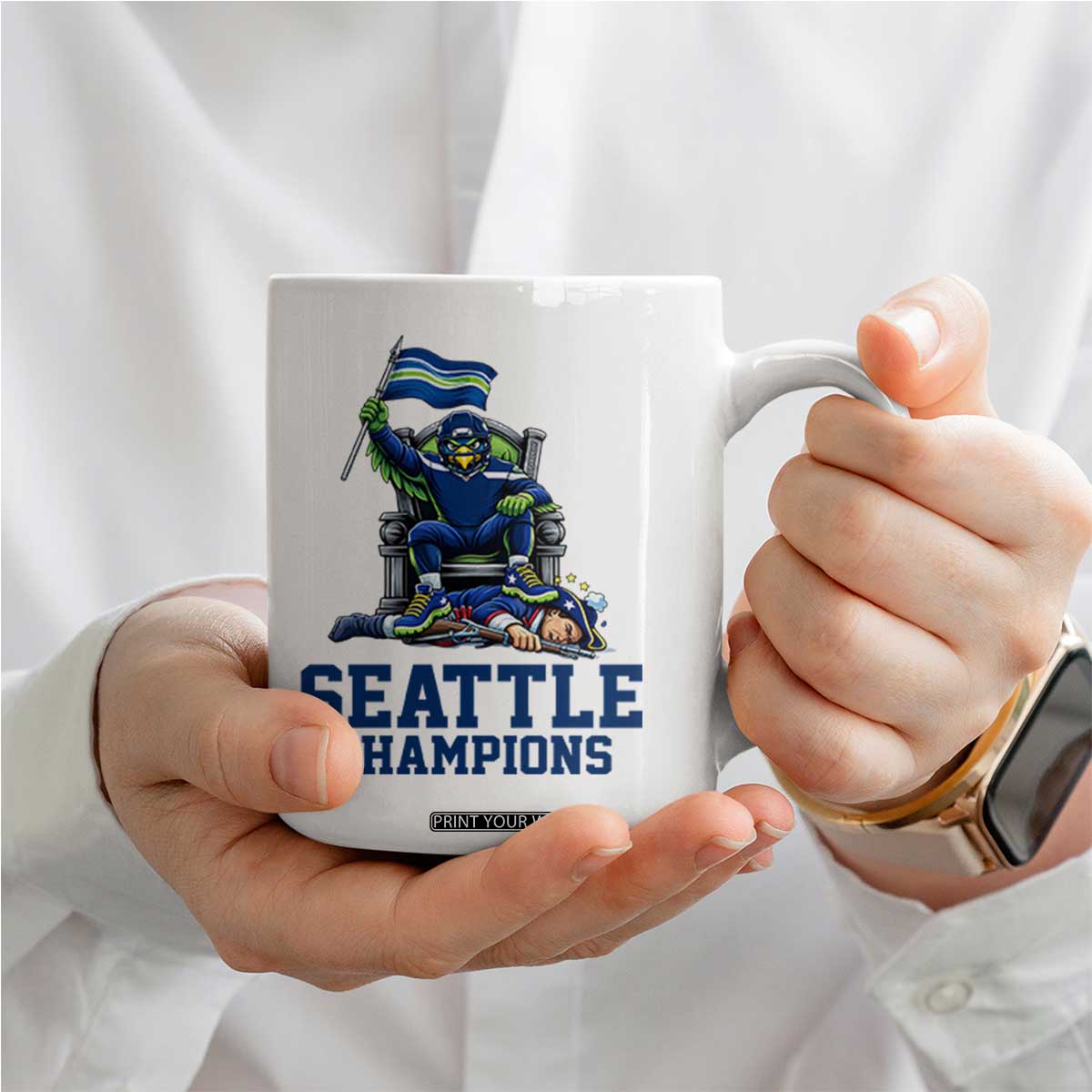 Funny Seattle Clobbers New England Coffee Mug Football Game Day TS12 Print Your Wear